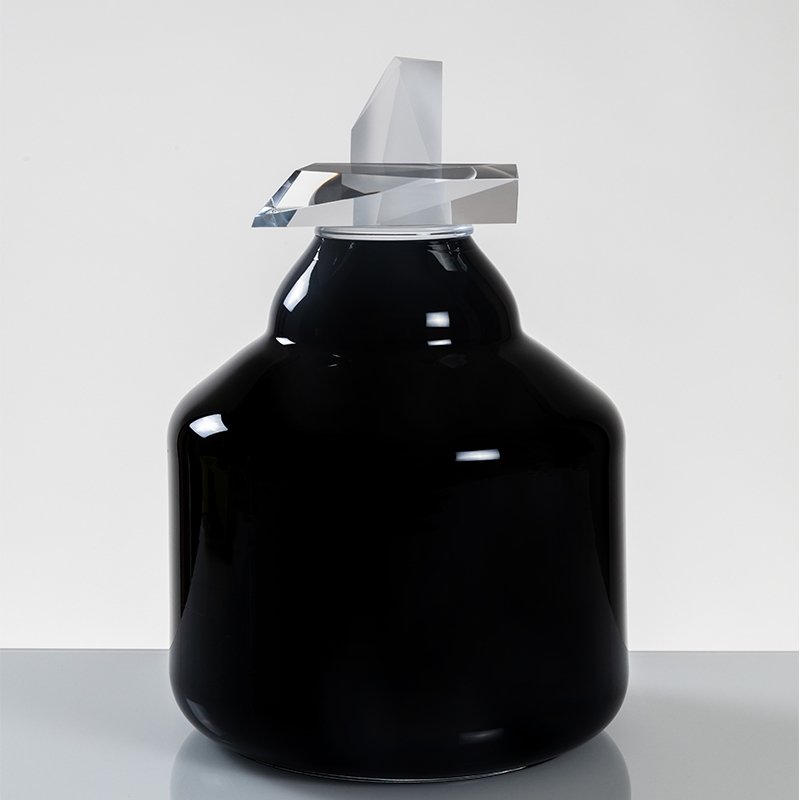 “Embrace” Large Black Glass Cremation Urn - Modern Memorials