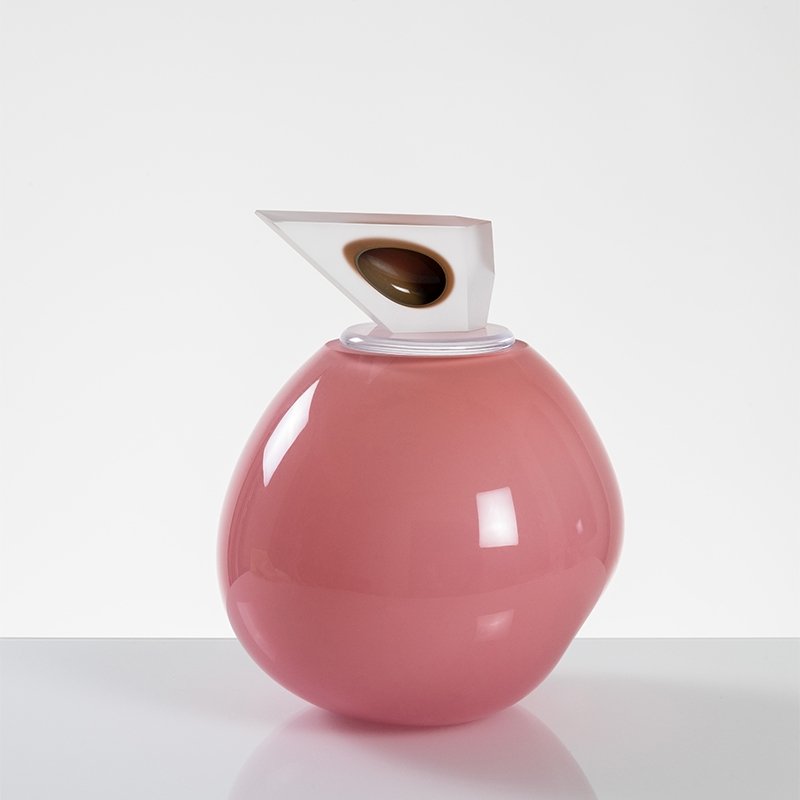 "Orb" Medium Pink Glass Cremation Urn - Modern Memorials
