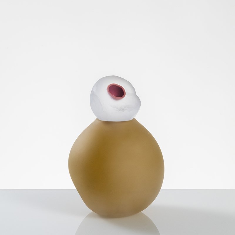"Orb" Small Beige Glass Keepsake Urn - Modern Memorials