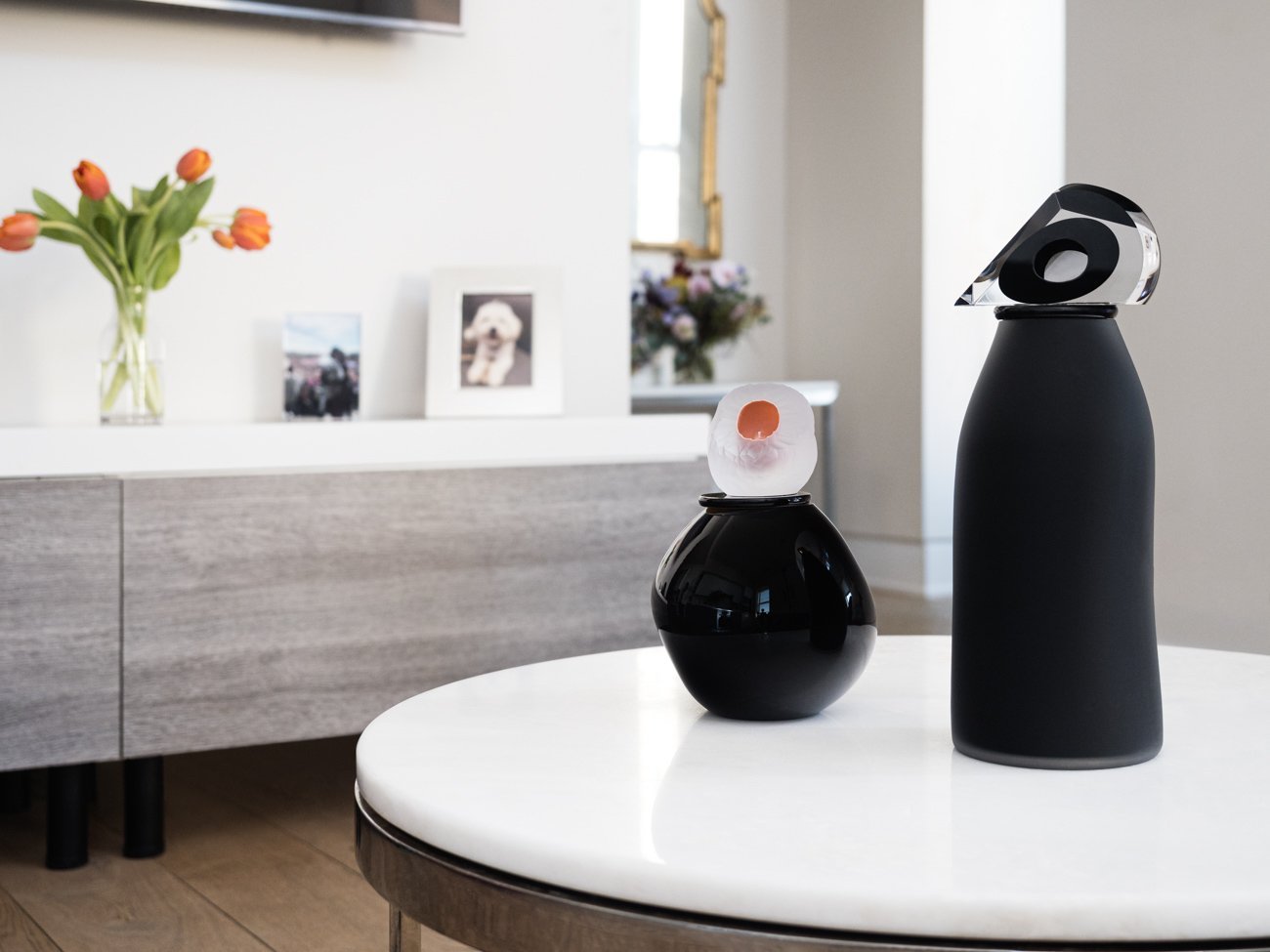 "Orb" Small Black Glass Keepsake Urn - Modern Memorials