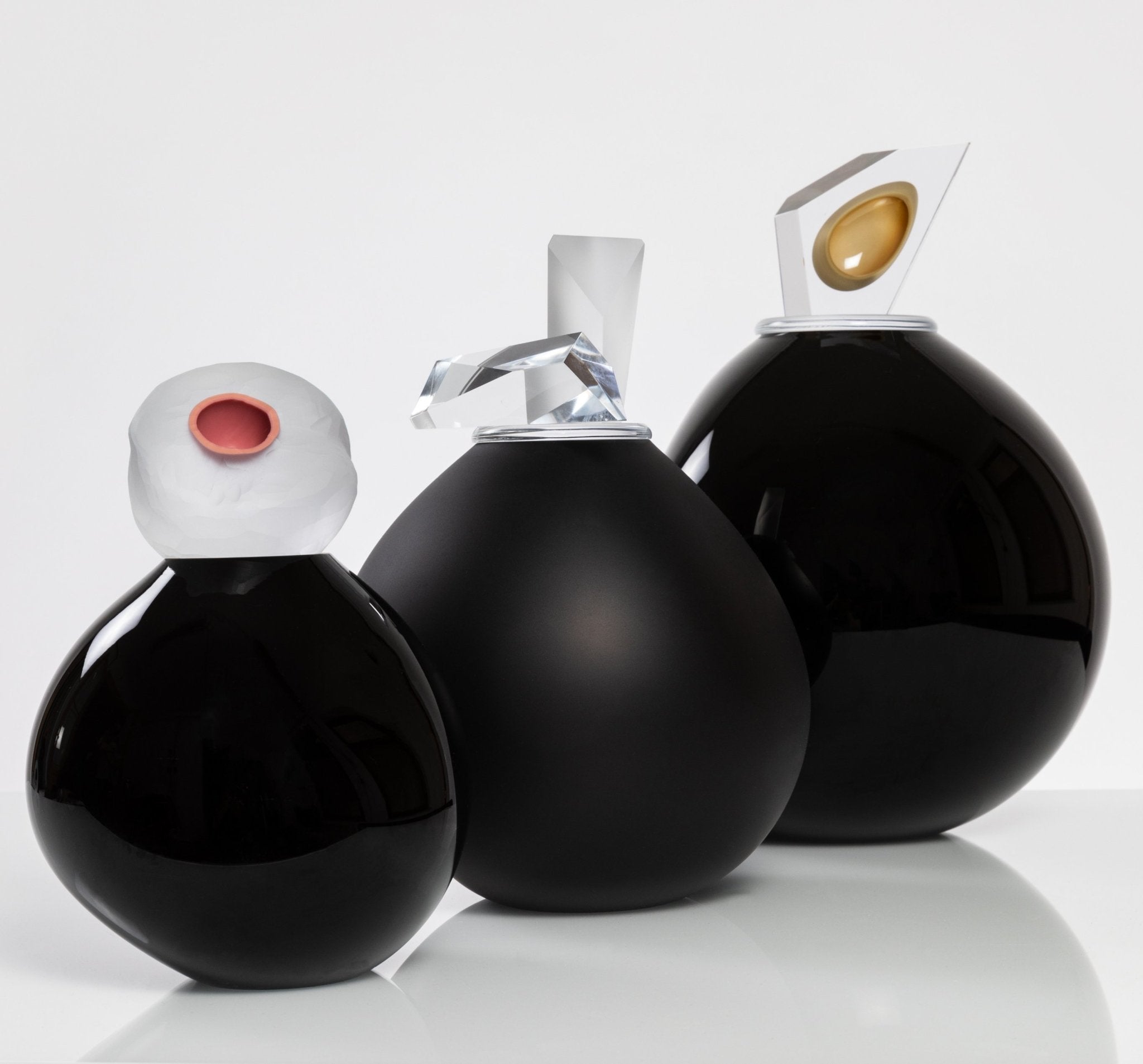 "Orb" Small Black Glass Keepsake Urn - Modern Memorials