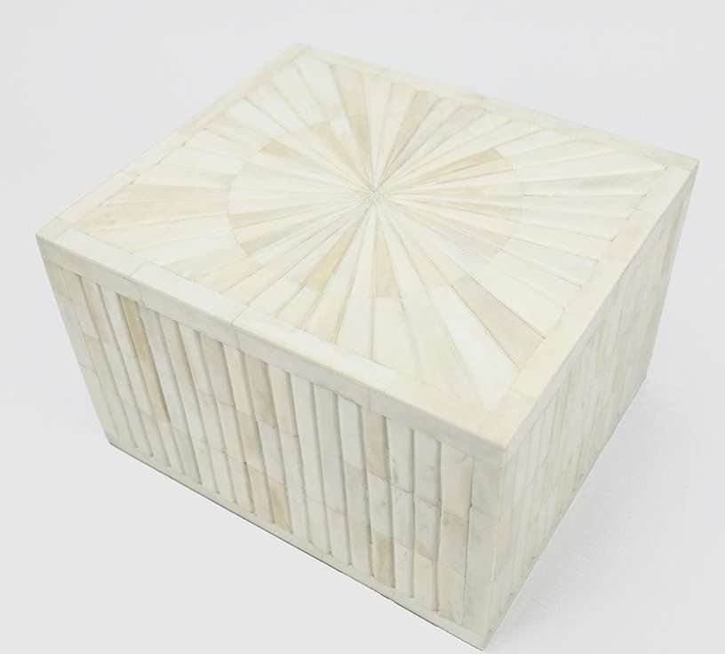 "Sunburst" White Horn Inlay Cremation Urn - Modern Memorials