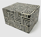 "Geometric" Black and White Horn Inlay Cremation Urn - Modern Memorials