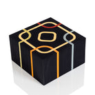 The Center Urn - Large Black, Yellow, Red, Blue & Green Wood Cremation Urn - Modern Memorials