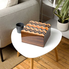 The Milano - Large Orange Zig Zag Wood Cremation Urn - Modern Memorials